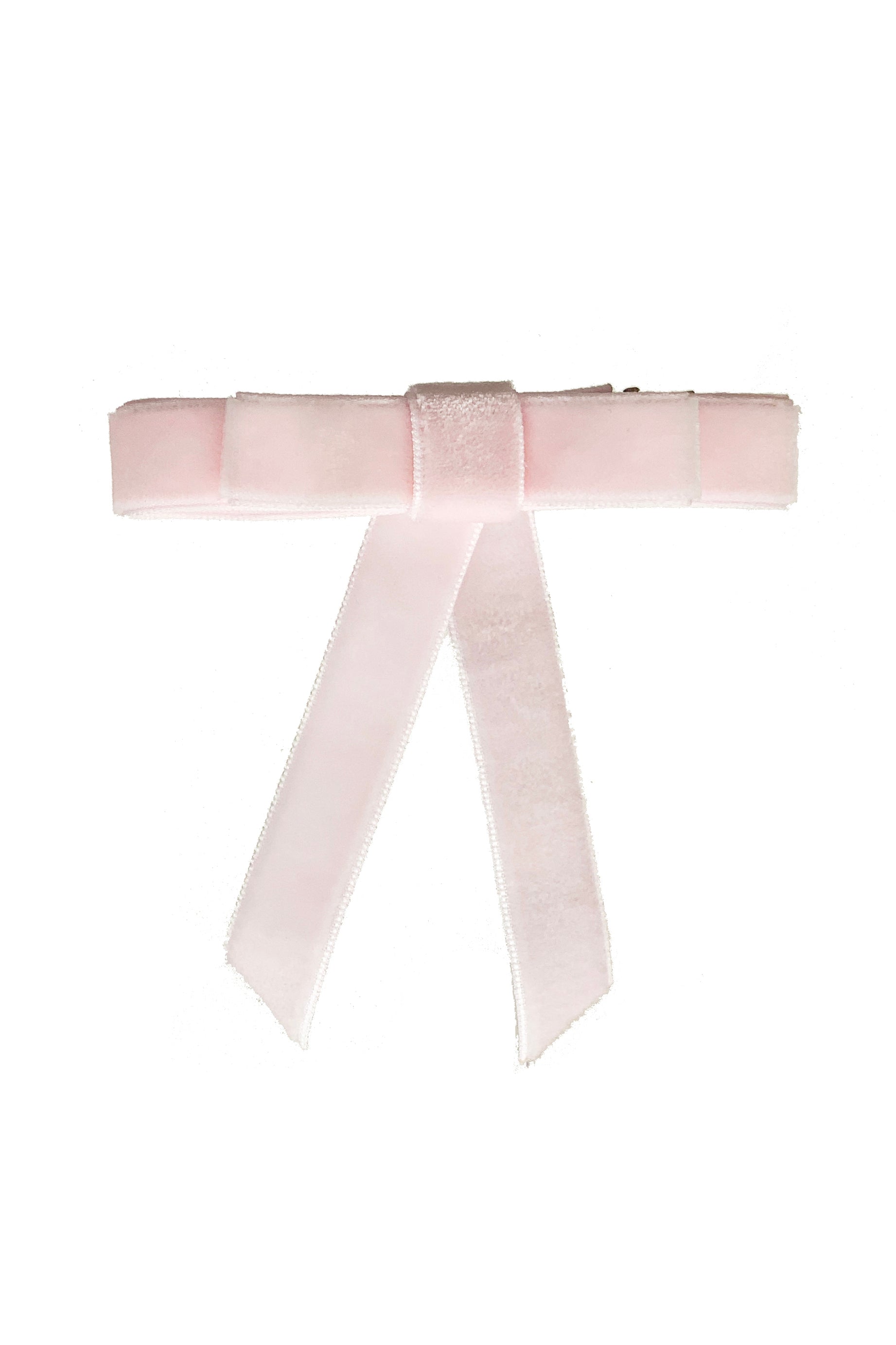 Velvet Bow Clip - Baby Pink