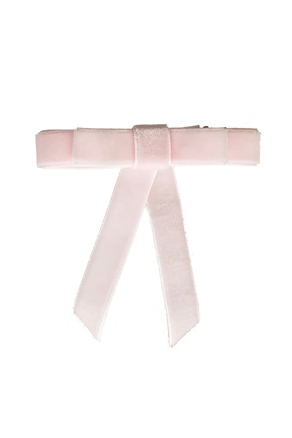 Velvet Bow Clip - Baby Pink